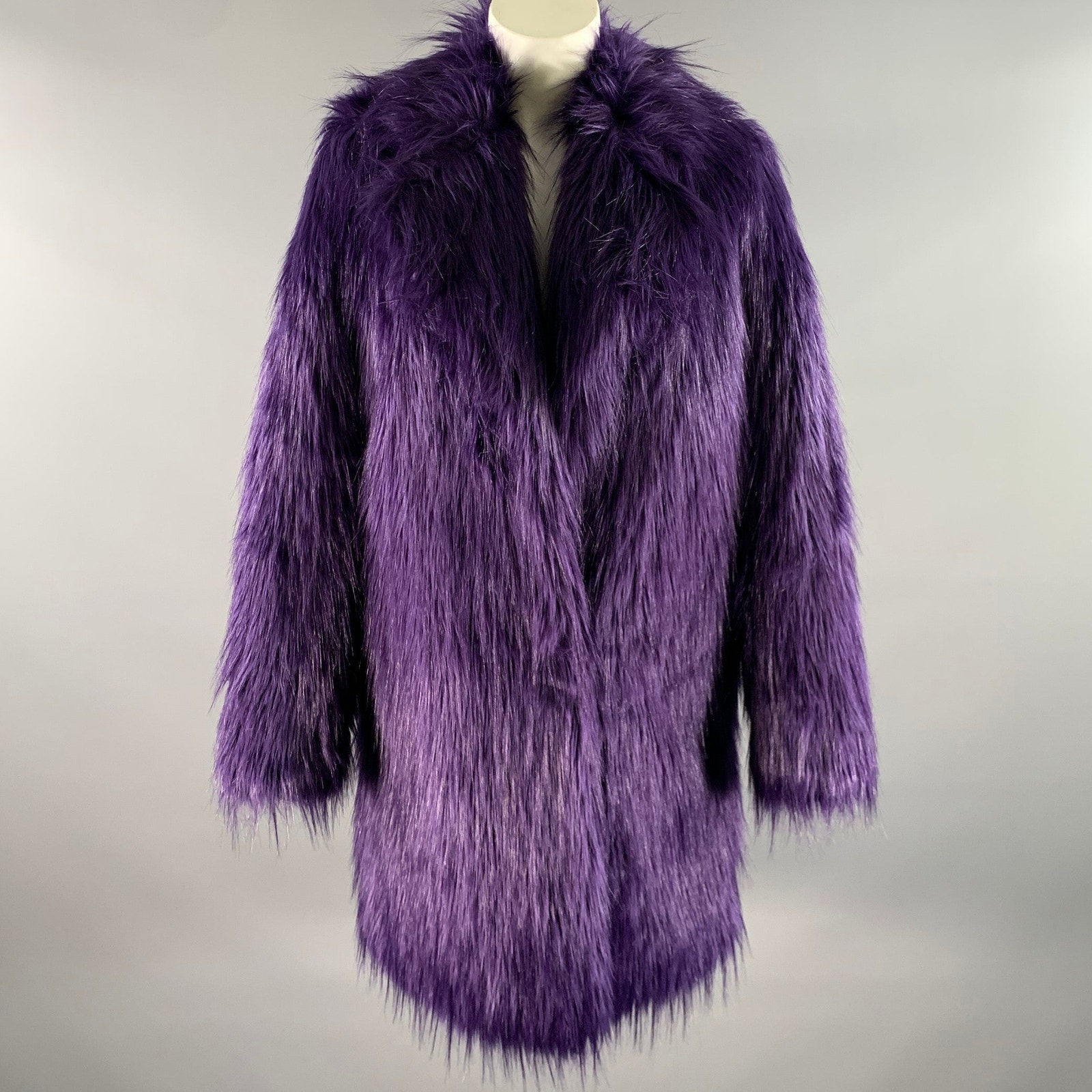 Michael By Michael Kors Size S Purple Faux Fur Modacrylic Blend Coat